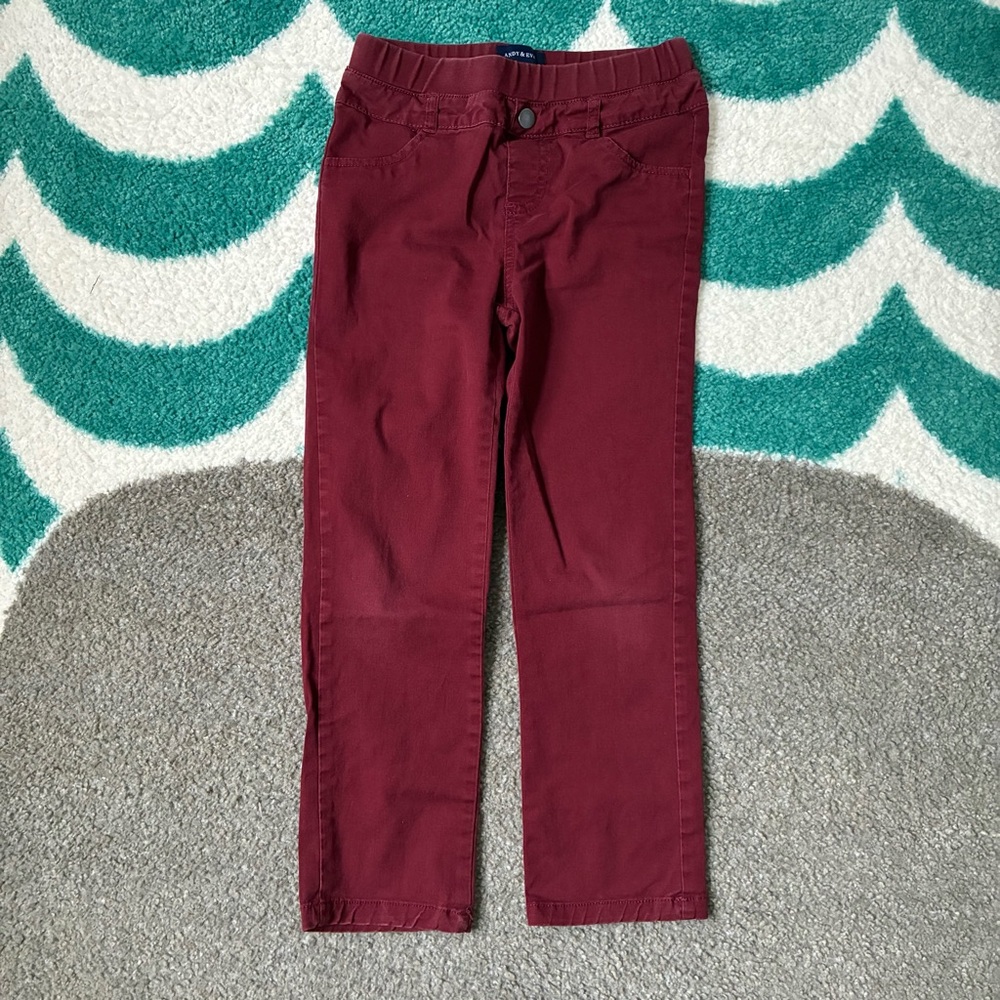 Andy & Evan Slim Fit Pull-On Pants (Burgundy) Size 7